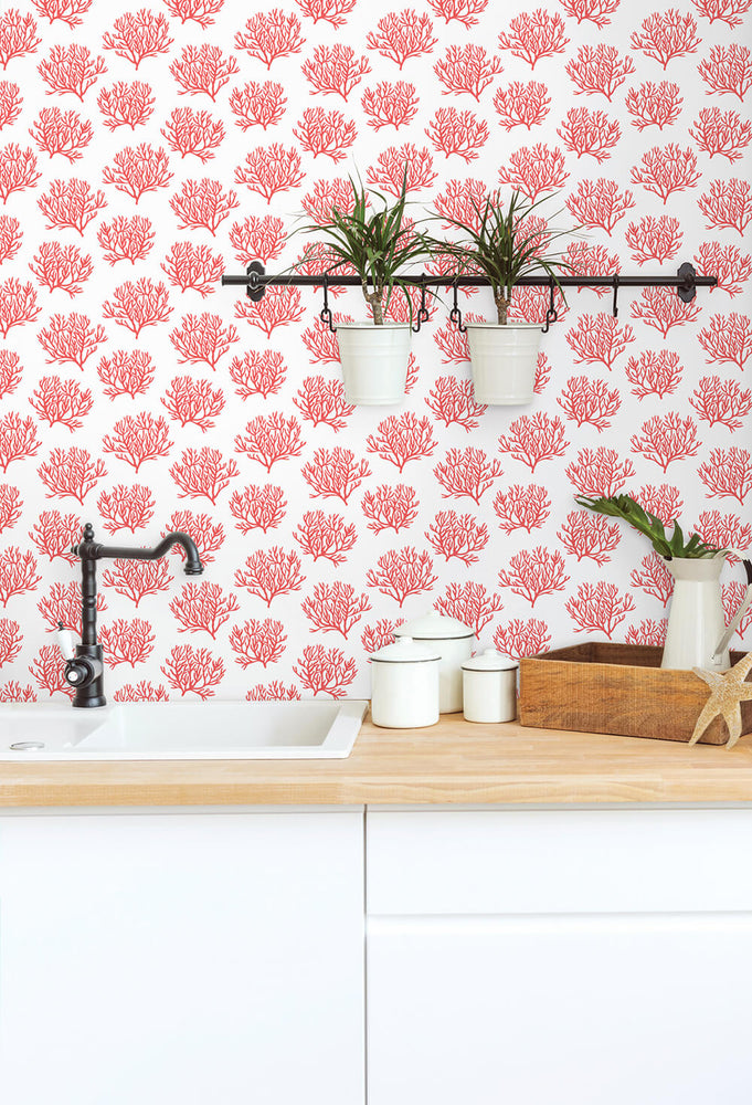 NW38001 coastal coral reef peel and stick removable wallpaper backsplash from NextWall