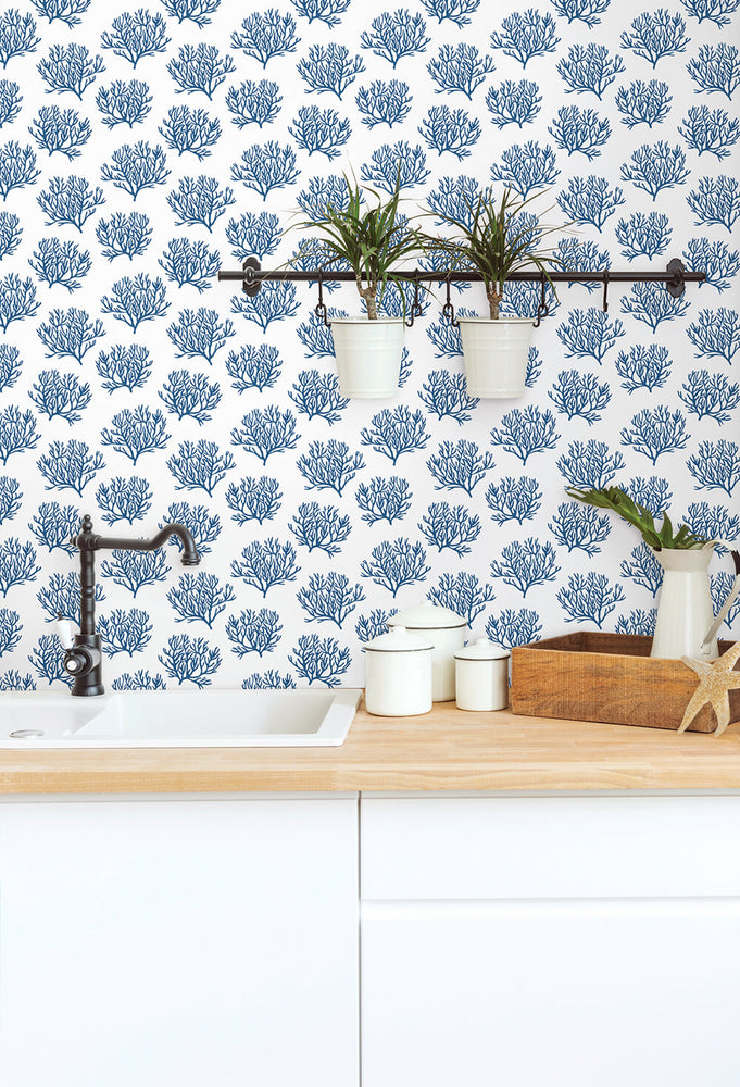 NW38002 coastal coral reef peel and stick removable wallpaper backsplash from NextWall