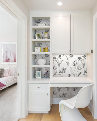 NW38100 Tulip toss floral peel and stick wallpaper office from NextWall