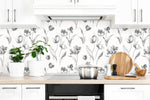 NW38100 Tulip toss floral peel and stick wallpaper kitchen from NextWall