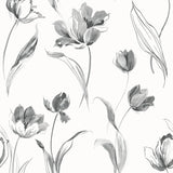 NW38100 Tulip toss floral peel and stick wallpaper from NextWall