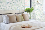 NW38204 watercolor leaf trail botanical peel and stick wallpaper bedroom from NextWall