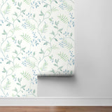 NW38204 watercolor leaf trail botanical peel and stick wallpaper roll from NextWall