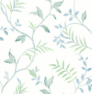 NW38204 watercolor leaf trail botanical peel and stick wallpaper from NextWall