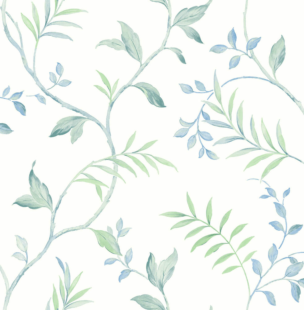 NW38204 watercolor leaf trail botanical peel and stick wallpaper from NextWall