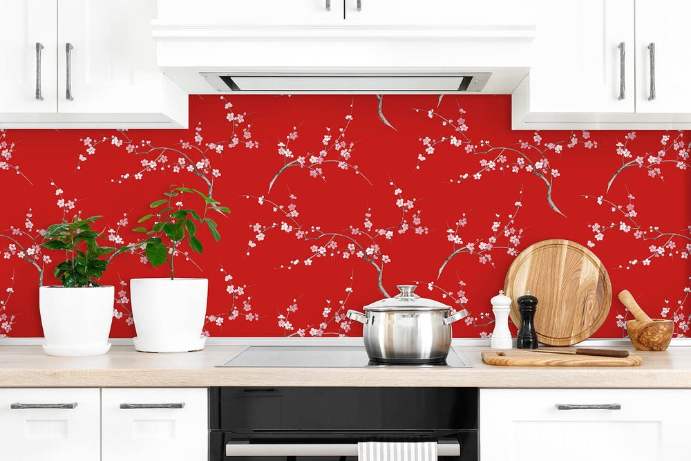 NW38301 cherry blossom floral peel and stick removable wallpaper kitchen from NextWall