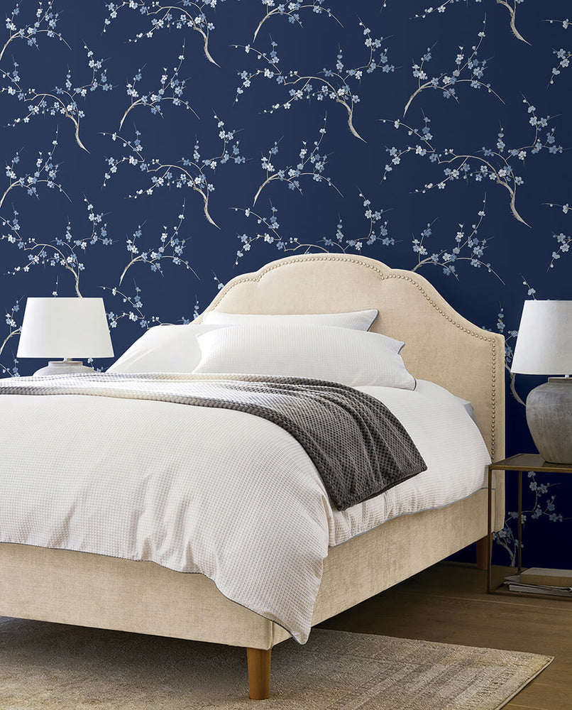 NW38312 cherry blossom floral peel and stick removable wallpaper bedroom from NextWall