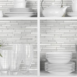 NW38400 faux mosaic tile peel and stick removable wallpaper bookcase from NextWall