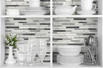 NW38410 faux mosaic tile peel and stick removable wallpaper bookcase from NextWall