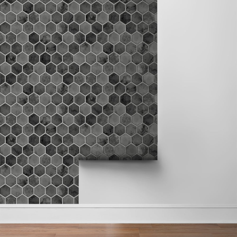 
                  
                    NW38600 inlay hexagon geometric peel and stick removable wallpaper roll from NextWall
                  
                