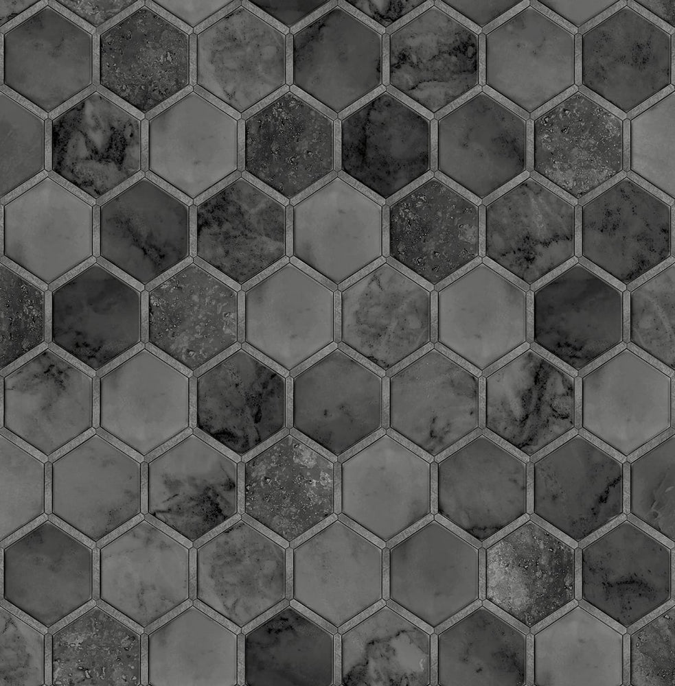 NW38600 inlay hexagon geometric peel and stick removable wallpaper from NextWall