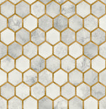 NW38605 inlay hexagon geometric peel and stick removable wallpaper from NextWall