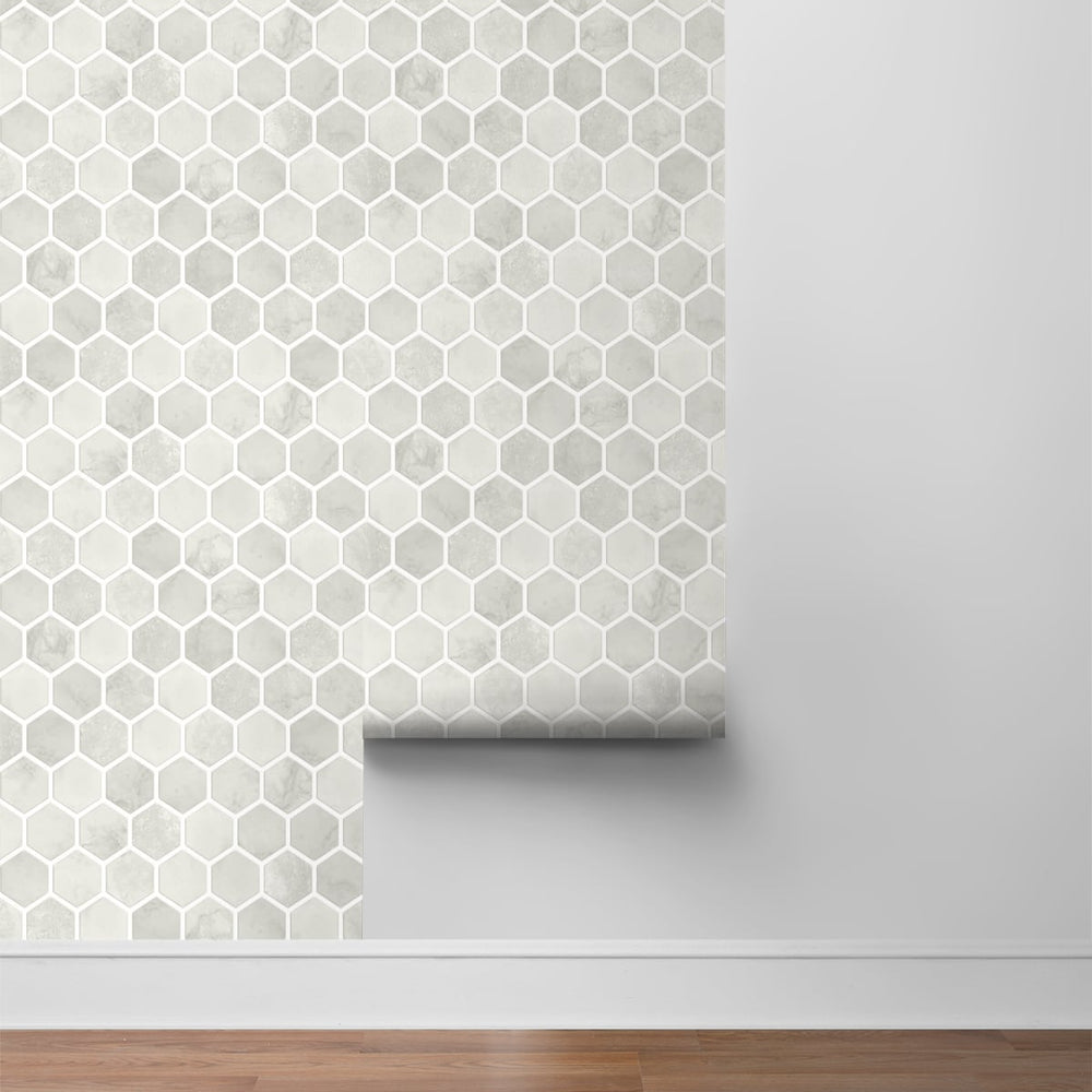 
                  
                    NW38606 inlay hexagon geometric peel and stick removable wallpaper roll from NextWall
                  
                