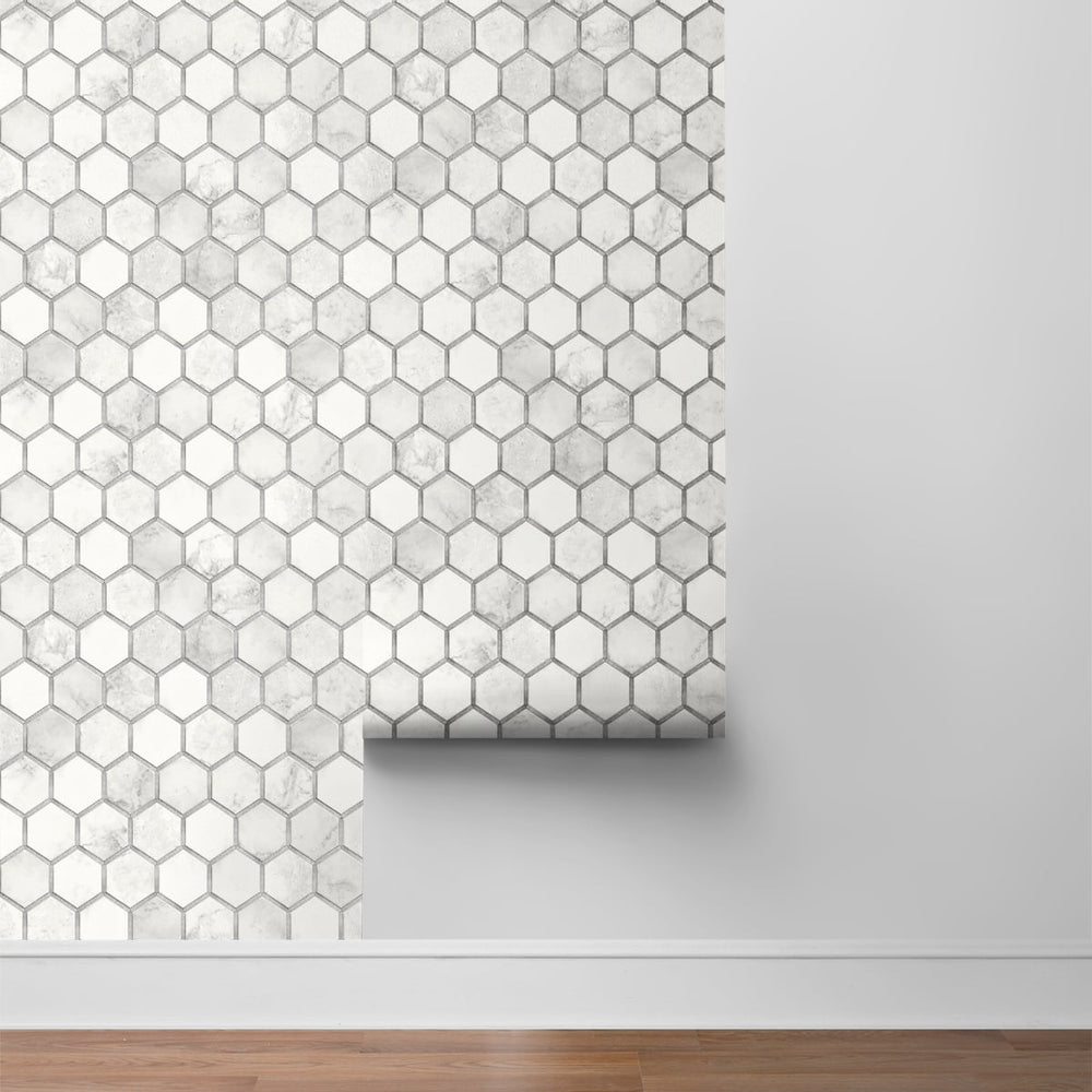 
                  
                    NW38615 inlay hexagon geometric peel and stick removable wallpaper roll from NextWall
                  
                