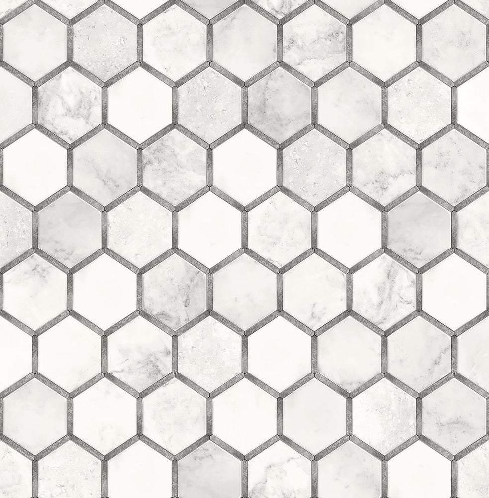 NW38615 inlay hexagon geometric peel and stick removable wallpaper from NextWall