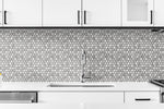 NW38700 marble hexagon faux peel and stick wallpaper kitchen backsplash from NextWall