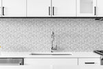 NW38710 marble hexagon faux peel and stick wallpaper kitchen backsplash from NextWall