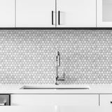 NW38710 marble hexagon faux peel and stick wallpaper kitchen backsplash from NextWall