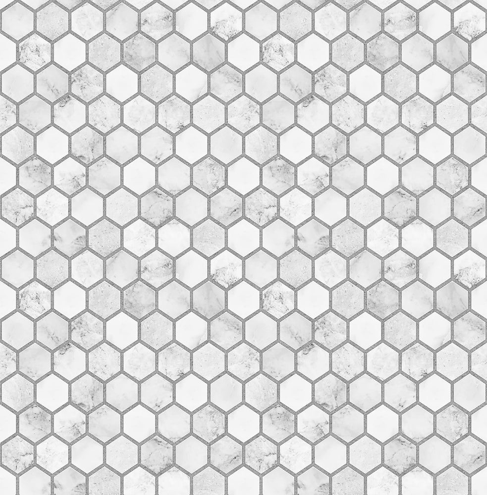 NW38710 marble hexagon faux peel and stick wallpaper from NextWall