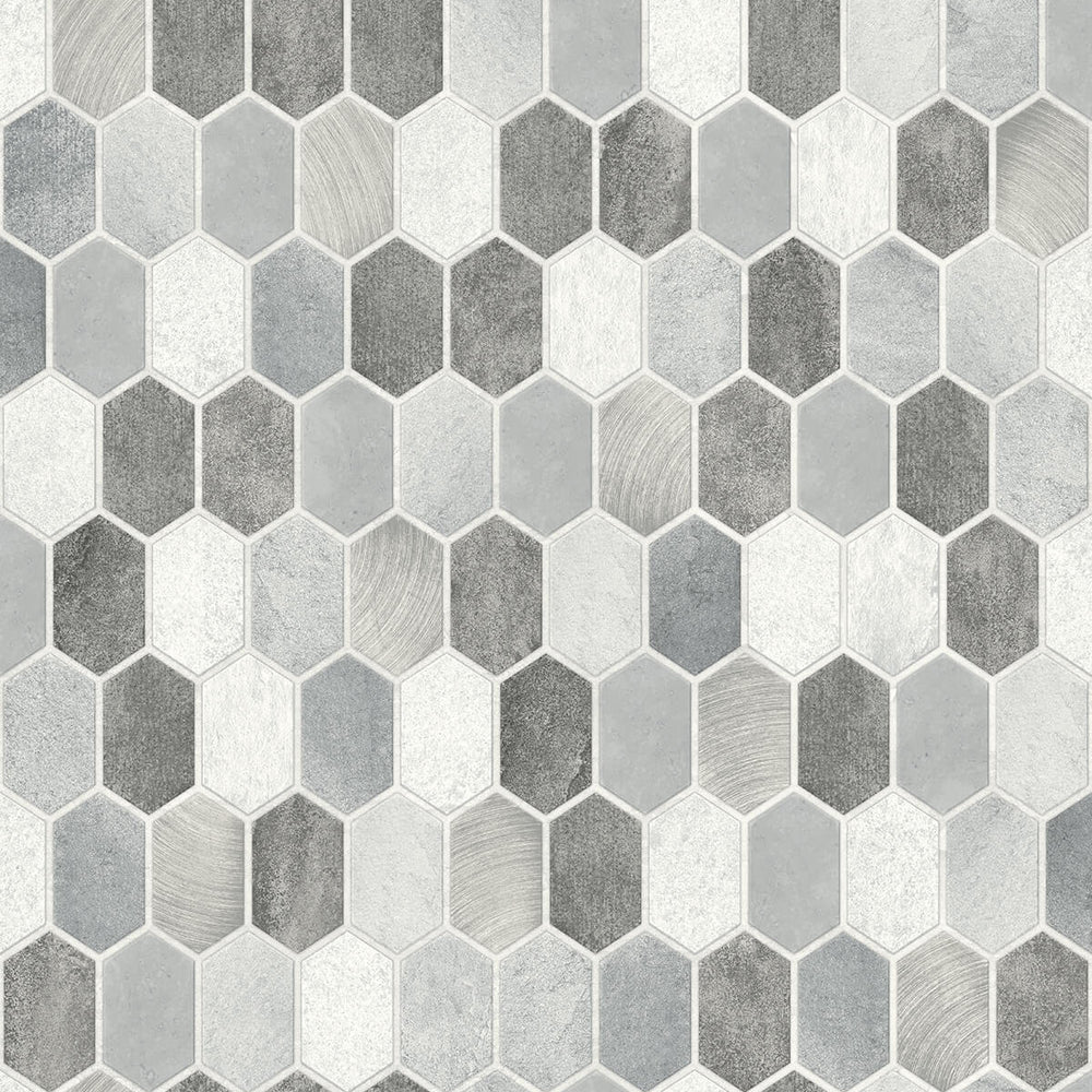 NW38803 brushed hex faux tile peel and stick removable wallpaper from NextWall