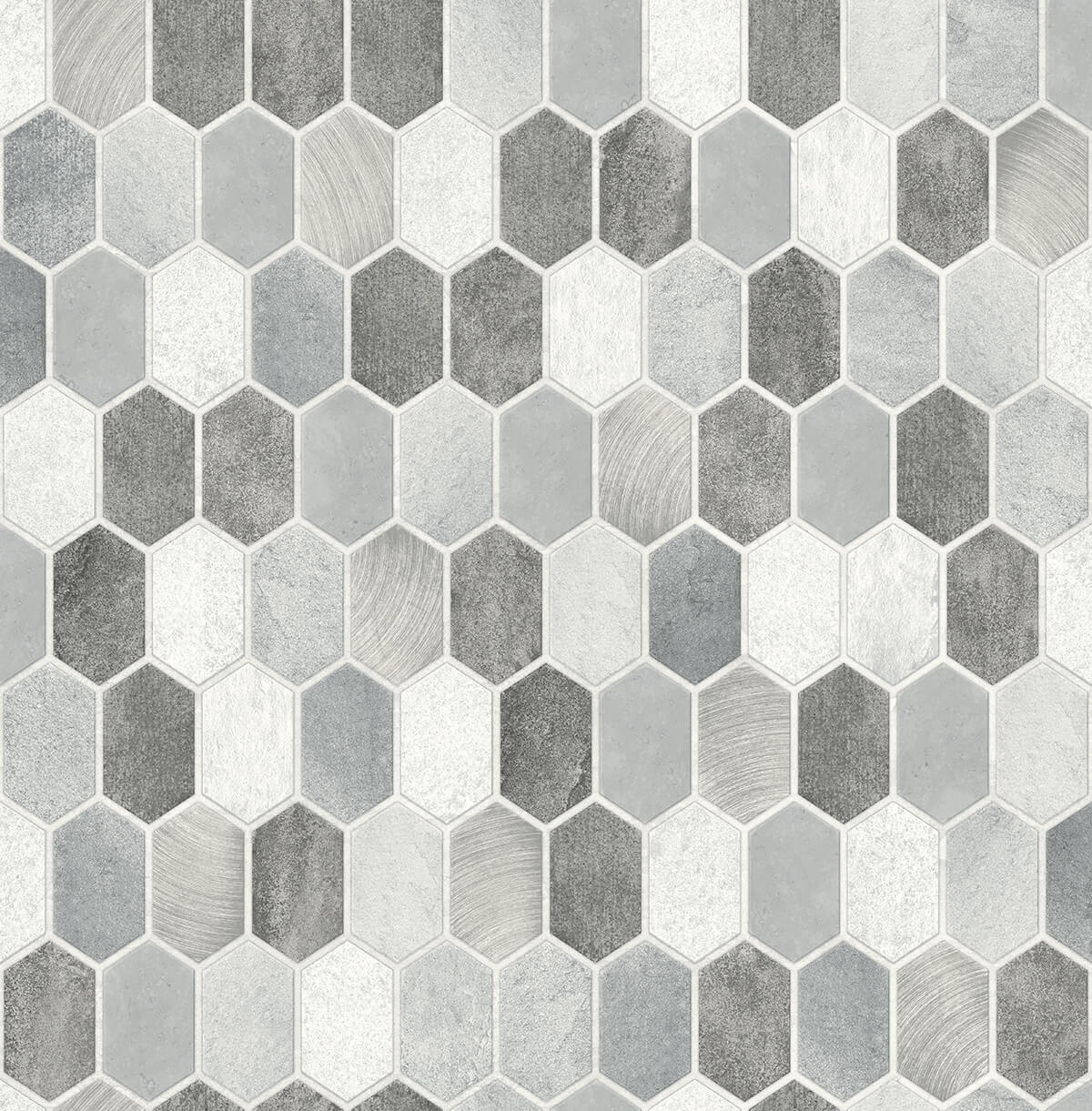NW38803 brushed hex faux tile peel and stick removable wallpaper from NextWall