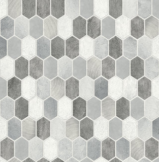 NW38803 brushed hex faux tile peel and stick removable wallpaper from NextWall