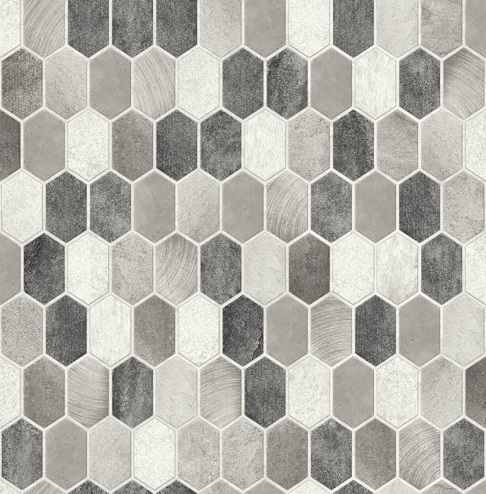 NW38805 brushed hex faux tile peel and stick removable wallpaper from NextWall
