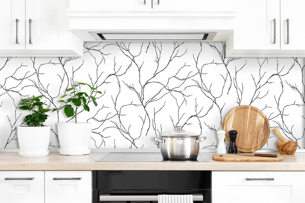 NW39000 delicate branches botanical peel and stick removable wallpaper kitchen from NextWall