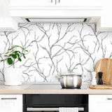 NW39000 delicate branches botanical peel and stick removable wallpaper kitchen from NextWall