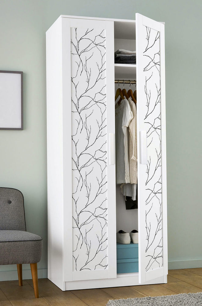 NW39000 delicate branches botanical peel and stick removable wallpaper closet from NextWall