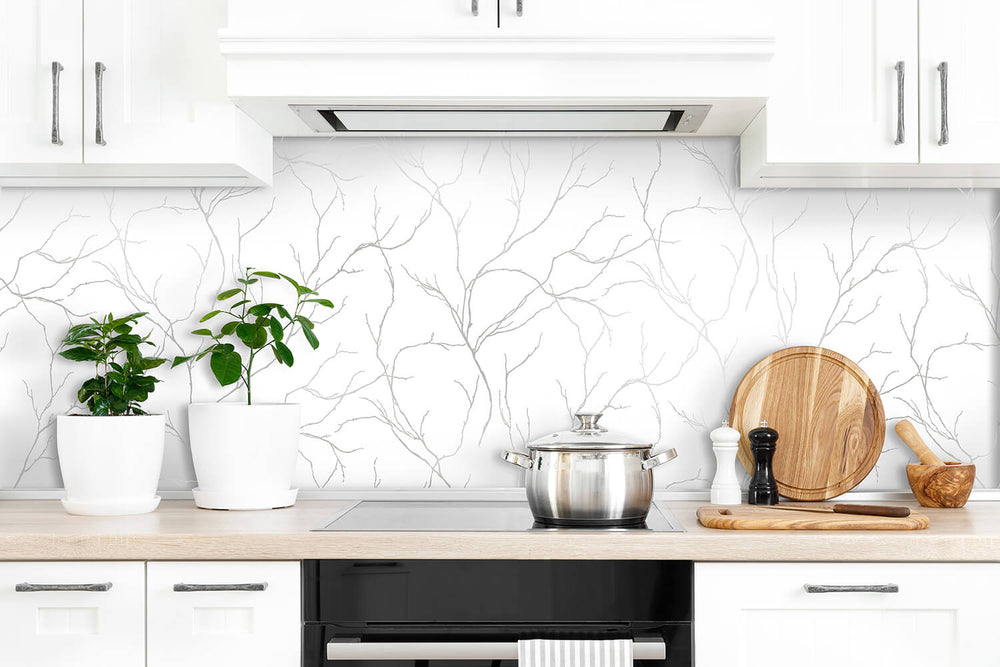 NW39008 delicate branches botanical peel and stick removable wallpaper kitchen from NextWall