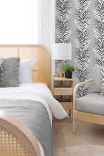 NW39100 leaf stripe botanical peel and stick removable wallpaper bedroom from NextWall