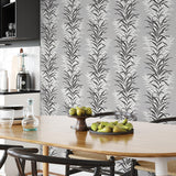 NW39100 leaf stripe botanical peel and stick removable wallpaper dining room from NextWall