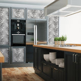 NW39100 leaf stripe botanical peel and stick removable wallpaper kitchen from NextWall