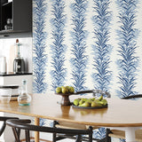 NW39102 leaf stripe botanical peel and stick removable wallpaper dining room from NextWall
