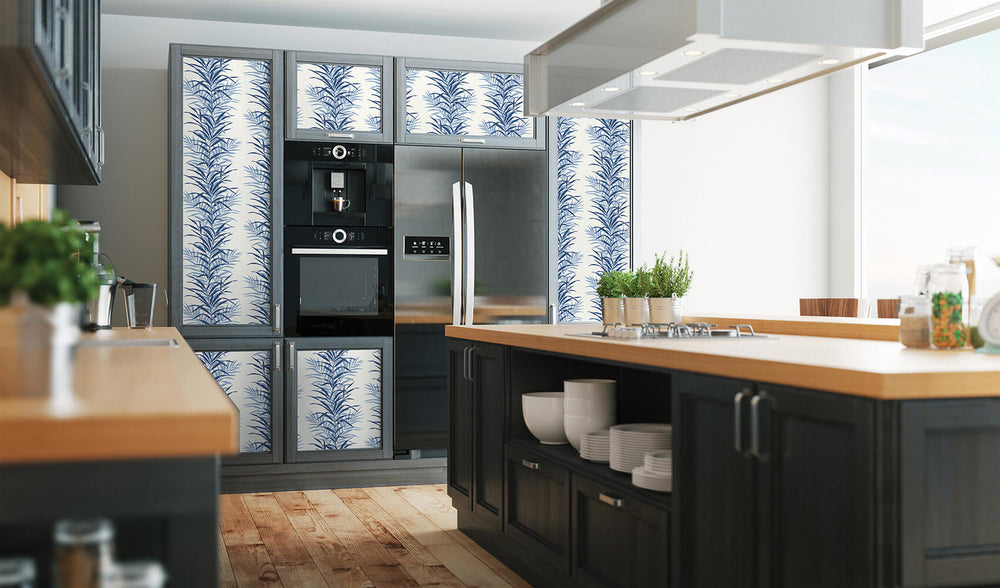 NW39102 leaf stripe botanical peel and stick removable wallpaper kitchen from NextWall