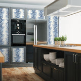 NW39102 leaf stripe botanical peel and stick removable wallpaper kitchen from NextWall
