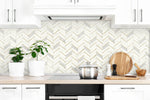 NW39205 faux chevron marble tile peel and stick removable wallpaper kitchen from NextWall