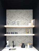 NW39205 faux chevron marble tile peel and stick removable wallpaper bar from NextWall