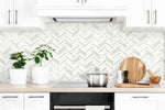 NW39208 faux chevron marble tile peel and stick removable wallpaper kitchen from NextWall