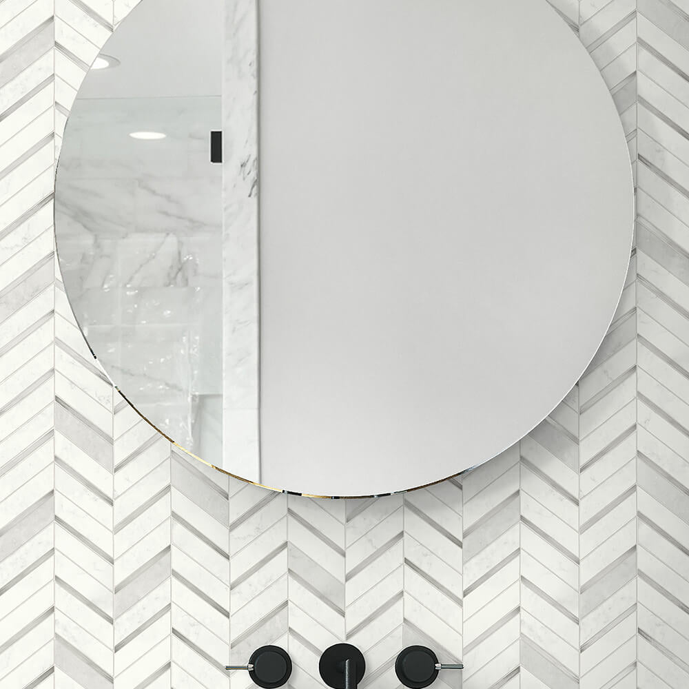 
                  
                    NW39208 faux chevron marble tile peel and stick removable wallpaper bathroom from NextWall
                  
                