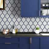 NW39302 marbled ogee faux tile peel and stick removable wallpaper backsplash from NextWall