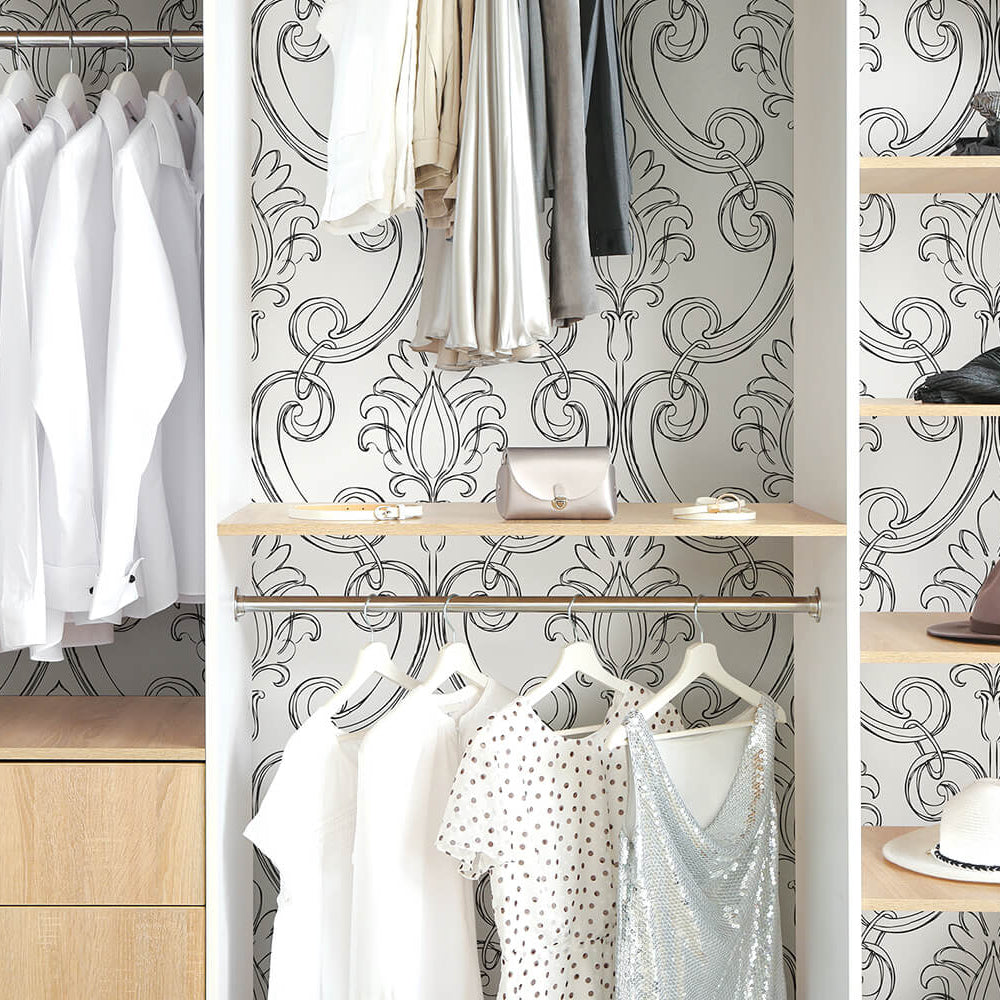 
                  
                    NW39400 sketched damask peel and stick removable wallpaper closet from NextWall
                  
                