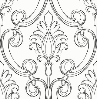 NW39400 sketched damask peel and stick removable wallpaper from NextWall