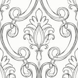 NW39400 sketched damask peel and stick removable wallpaper from NextWall
