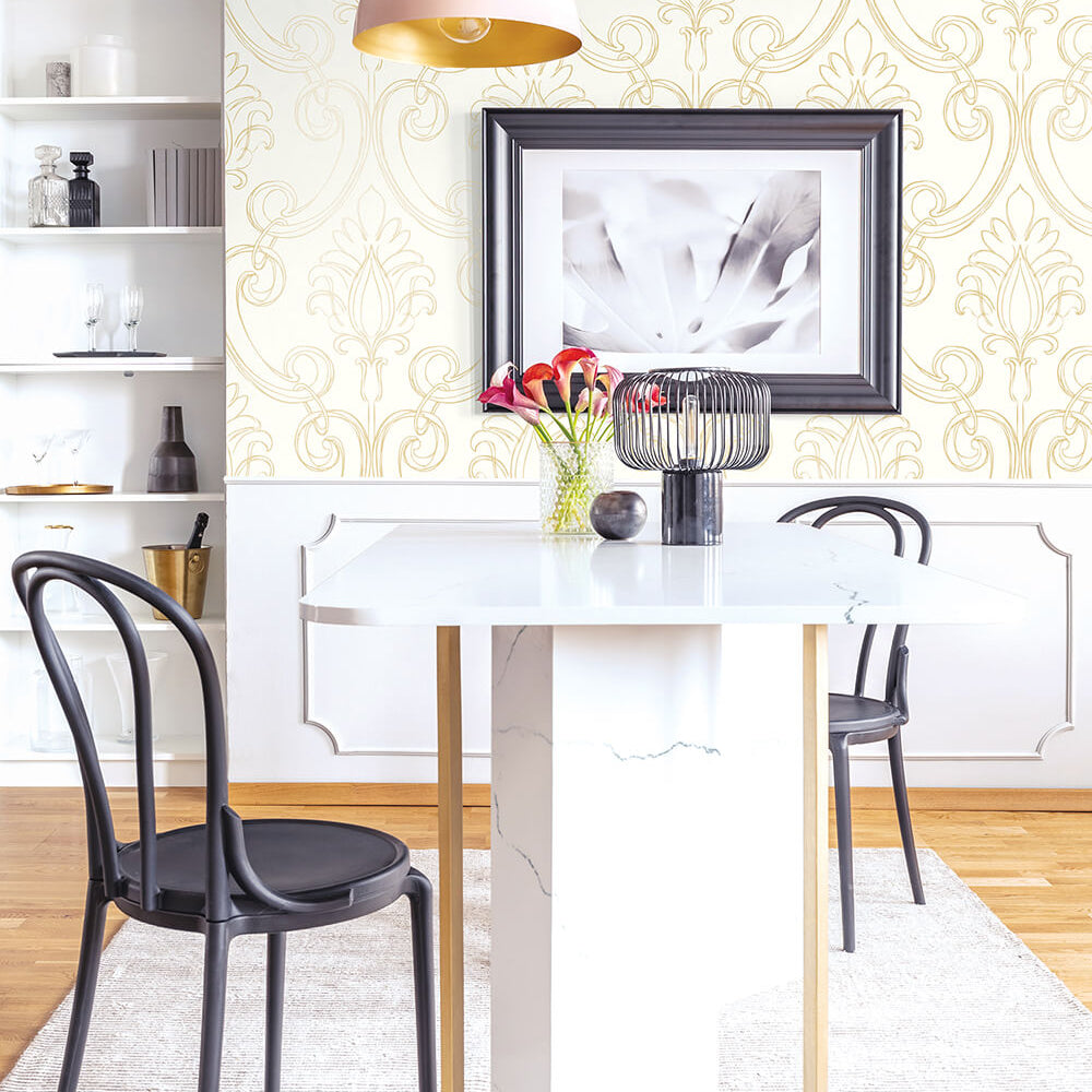 
                  
                    NW39405 sketched damask peel and stick removable wallpaper dining room from NextWall
                  
                