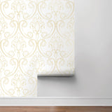NW39405 sketched damask peel and stick removable wallpaper roll from NextWall