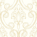 NW39405 sketched damask peel and stick removable wallpaper from NextWall
