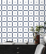 NW39602 check and spot geometric peel and stick wallpaper desk from NextWall