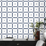 NW39602 check and spot geometric peel and stick wallpaper desk from NextWall